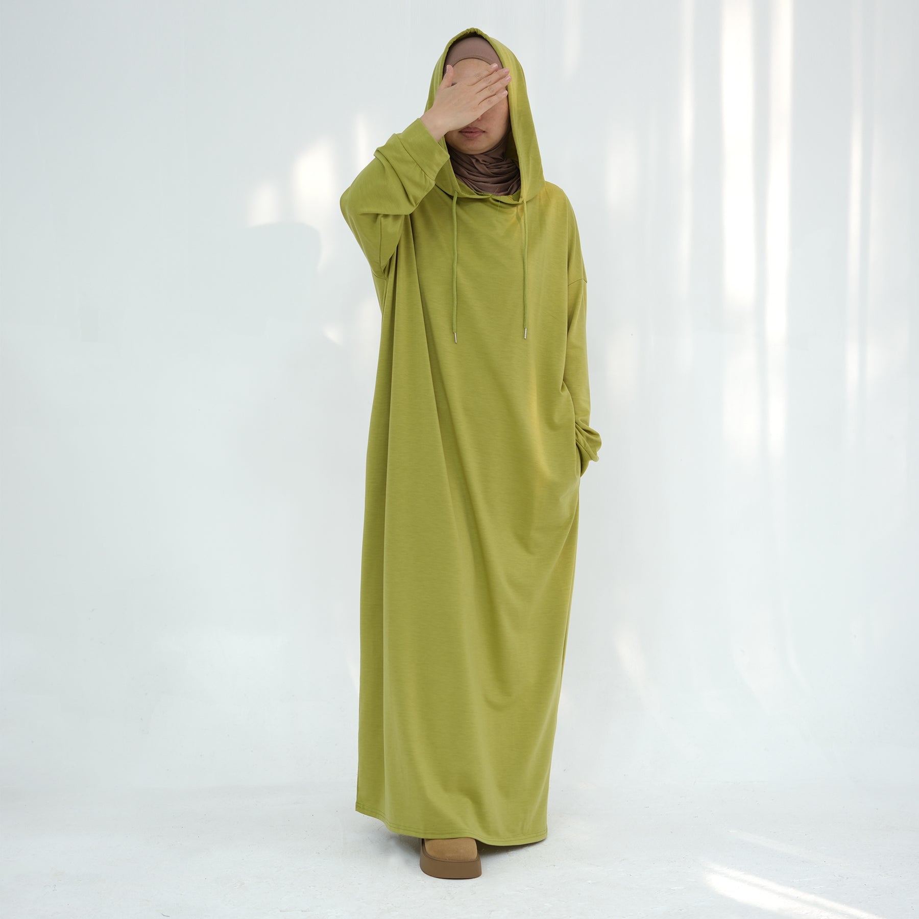 1921#New Hoodie Abaya Daily Wear Sweatshirt Abaya Casual Dresses Plain Loose Women Abaya