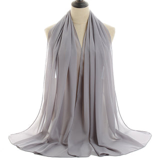 YW16#Long Muslim Shawl Plain Chiffon Simple Scarf