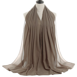 YW16#Long Muslim Shawl Plain Chiffon Simple Scarf