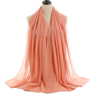 YW16#Long Muslim Shawl Plain Chiffon Simple Scarf