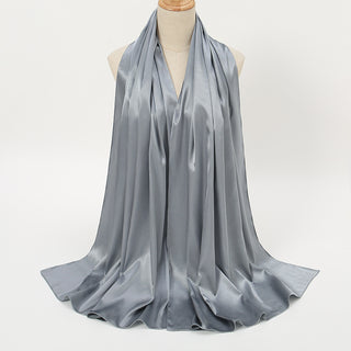 YW146#High-quality women's solid color satin imitation silk long scarf