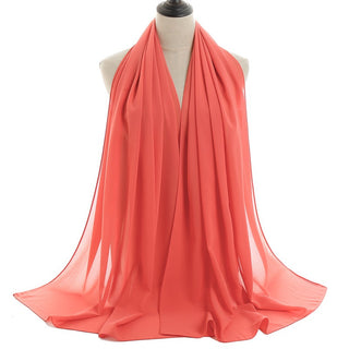 YW16#Long Muslim Shawl Plain Chiffon Simple Scarf