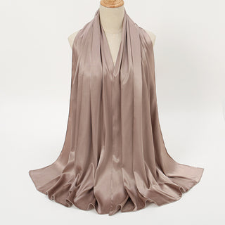 YW146#High-quality women's solid color satin imitation silk long scarf