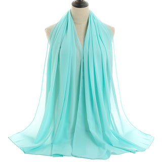 YW16#Long Muslim Shawl Plain Chiffon Simple Scarf