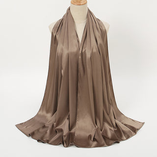 YW146#High-quality women's solid color satin imitation silk long scarf