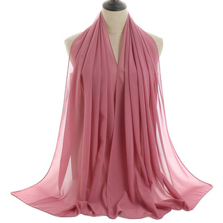 YW16#Long Muslim Shawl Plain Chiffon Simple Scarf