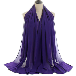 YW16#Long Muslim Shawl Plain Chiffon Simple Scarf