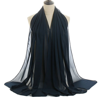 YW16#Long Muslim Shawl Plain Chiffon Simple Scarf