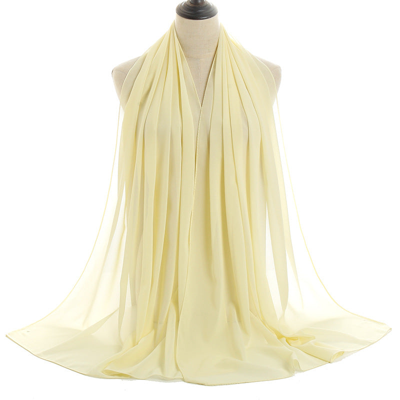 YW16#Long Muslim Shawl Plain Chiffon Simple Scarf