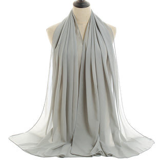 YW16#Long Muslim Shawl Plain Chiffon Simple Scarf