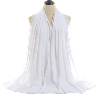 YW16#Long Muslim Shawl Plain Chiffon Simple Scarf