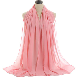 YW16#Long Muslim Shawl Plain Chiffon Simple Scarf