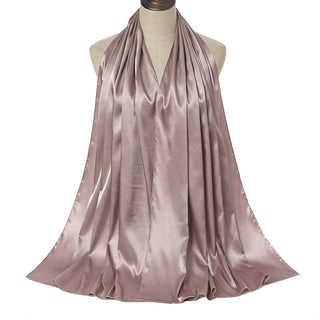 YW146#High-quality women's solid color satin imitation silk long scarf