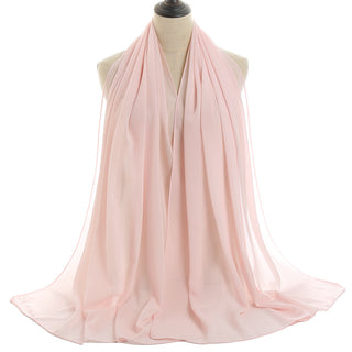 YW16#Long Muslim Shawl Plain Chiffon Simple Scarf