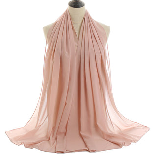 YW16#Long Muslim Shawl Plain Chiffon Simple Scarf