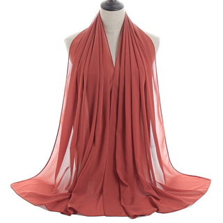 YW16#Long Muslim Shawl Plain Chiffon Simple Scarf