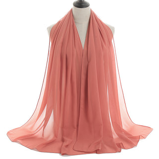 YW16#Long Muslim Shawl Plain Chiffon Simple Scarf