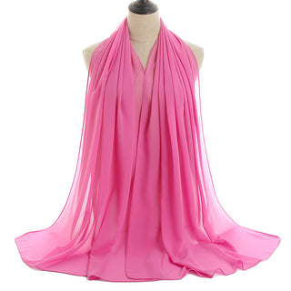 YW16#Long Muslim Shawl Plain Chiffon Simple Scarf