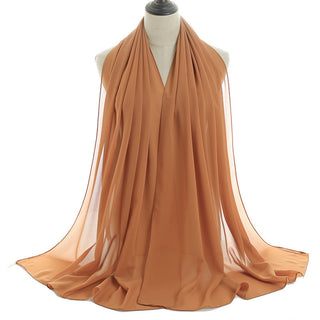 YW16#Long Muslim Shawl Plain Chiffon Simple Scarf