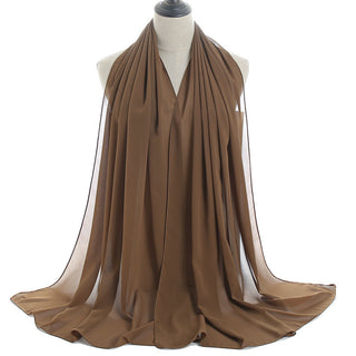 YW16#Long Muslim Shawl Plain Chiffon Simple Scarf