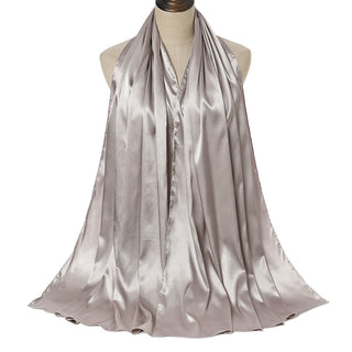 YW146#High-quality women's solid color satin imitation silk long scarf