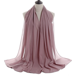 YW16#Long Muslim Shawl Plain Chiffon Simple Scarf