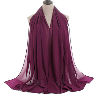 YW16#Long Muslim Shawl Plain Chiffon Simple Scarf