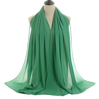 YW16#Long Muslim Shawl Plain Chiffon Simple Scarf