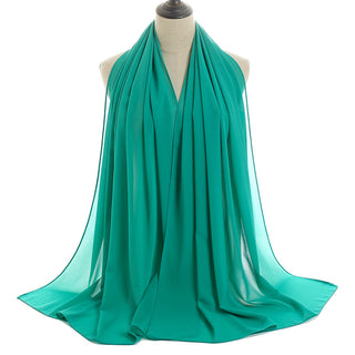 YW16#Long Muslim Shawl Plain Chiffon Simple Scarf