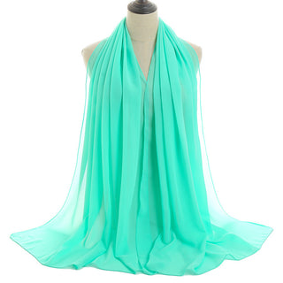 YW16#Long Muslim Shawl Plain Chiffon Simple Scarf