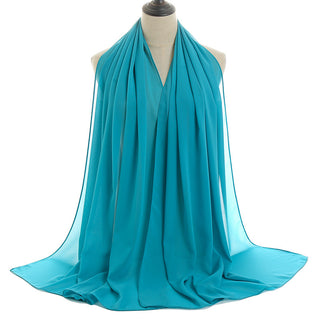 YW16#Long Muslim Shawl Plain Chiffon Simple Scarf