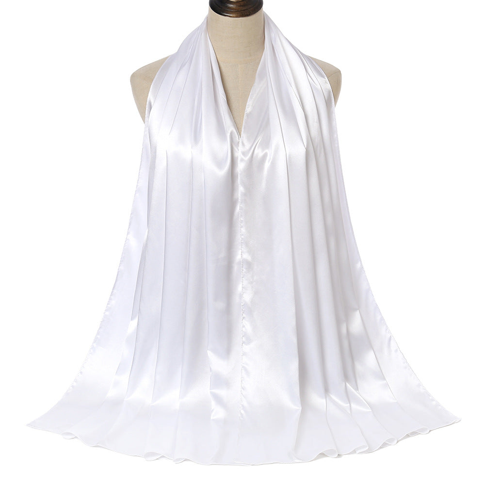 YW146#High-quality women's solid color satin imitation silk long scarf