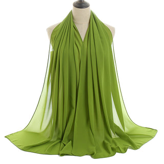 YW16#Long Muslim Shawl Plain Chiffon Simple Scarf