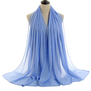 YW16#Long Muslim Shawl Plain Chiffon Simple Scarf