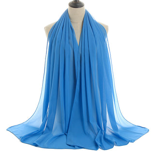 YW16#Long Muslim Shawl Plain Chiffon Simple Scarf