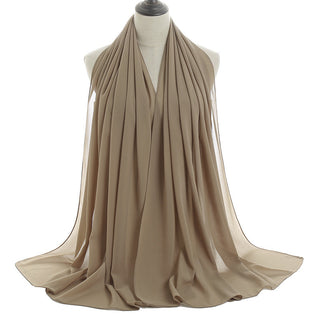 YW16#Long Muslim Shawl Plain Chiffon Simple Scarf