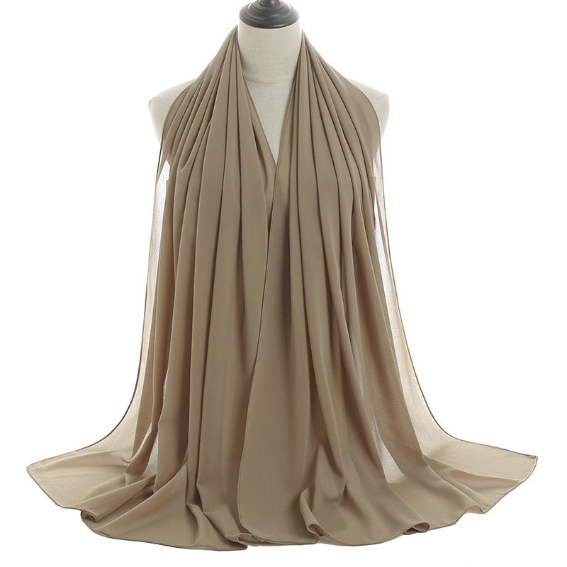 YW16#Long Muslim Shawl Plain Chiffon Simple Scarf
