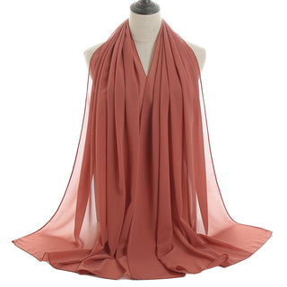 YW16#Long Muslim Shawl Plain Chiffon Simple Scarf