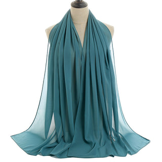 YW16#Long Muslim Shawl Plain Chiffon Simple Scarf