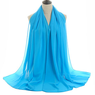 YW16#Long Muslim Shawl Plain Chiffon Simple Scarf