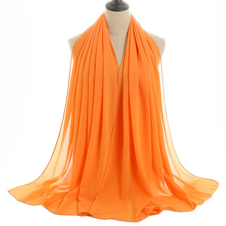 YW16#Long Muslim Shawl Plain Chiffon Simple Scarf