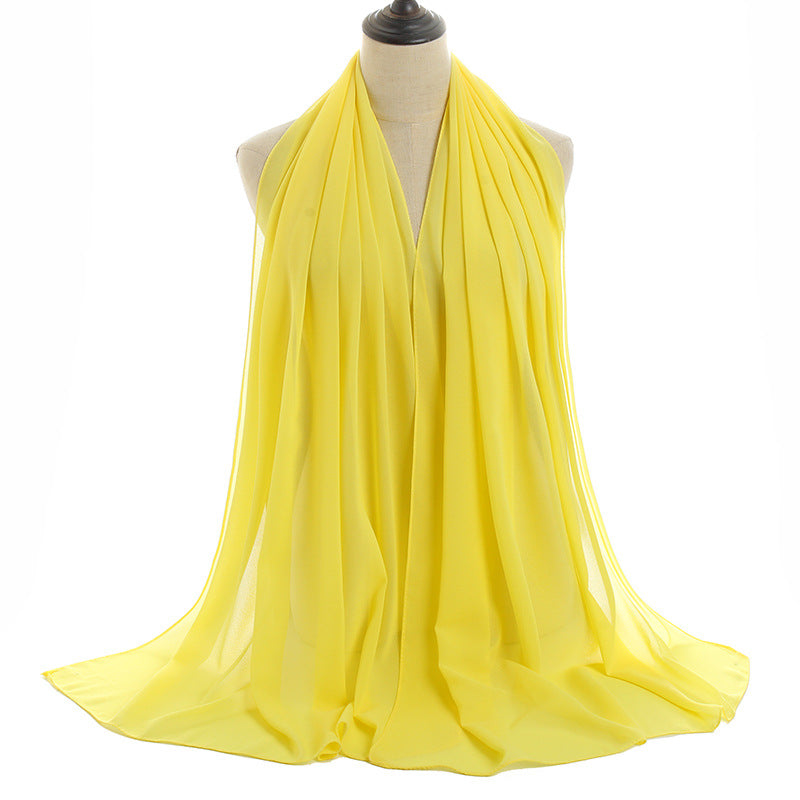 YW16#Long Muslim Shawl Plain Chiffon Simple Scarf