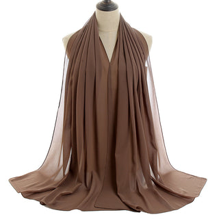 YW16#Long Muslim Shawl Plain Chiffon Simple Scarf