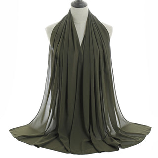 YW16#Long Muslim Shawl Plain Chiffon Simple Scarf