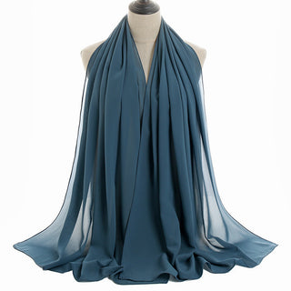 YW16#Long Muslim Shawl Plain Chiffon Simple Scarf