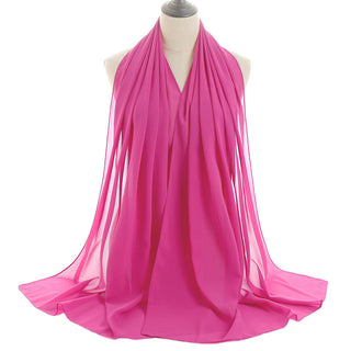 YW16#Long Muslim Shawl Plain Chiffon Simple Scarf