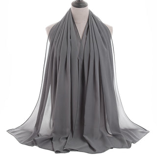 YW16#Long Muslim Shawl Plain Chiffon Simple Scarf