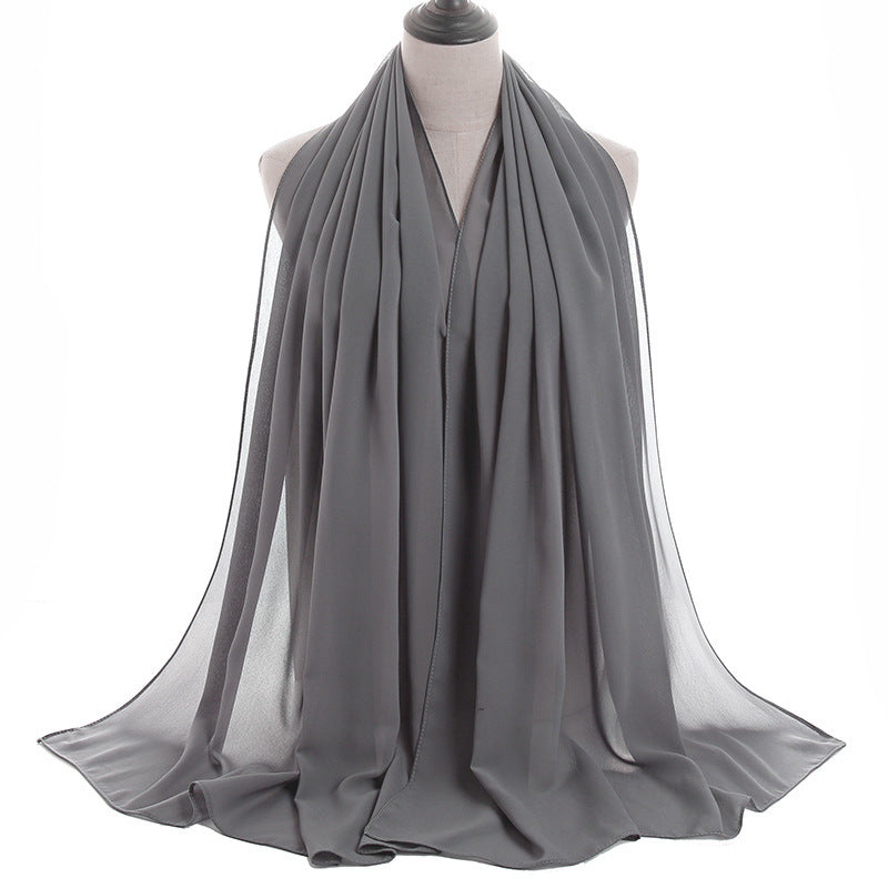 YW16#Long Muslim Shawl Plain Chiffon Simple Scarf