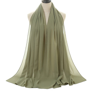 YW16#Long Muslim Shawl Plain Chiffon Simple Scarf