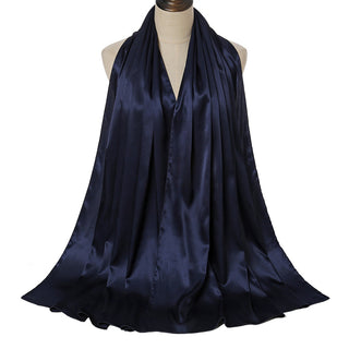 YW146#High-quality women's solid color satin imitation silk long scarf